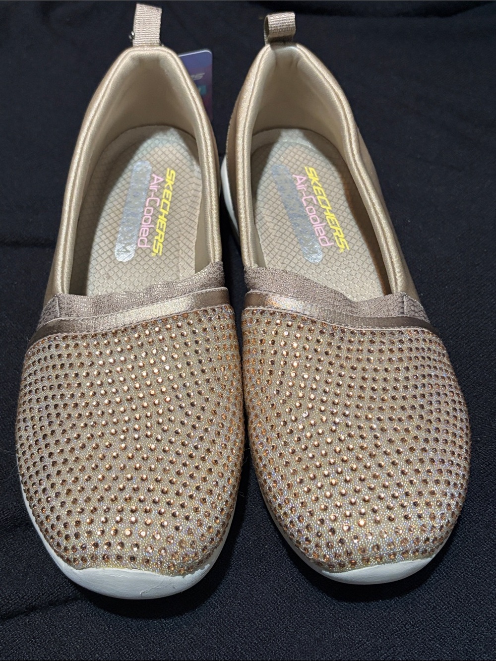 Skechers Arya Sparkle Gold Rhinestone Slip-On Sneakers ✨ NWOT Size 6.5